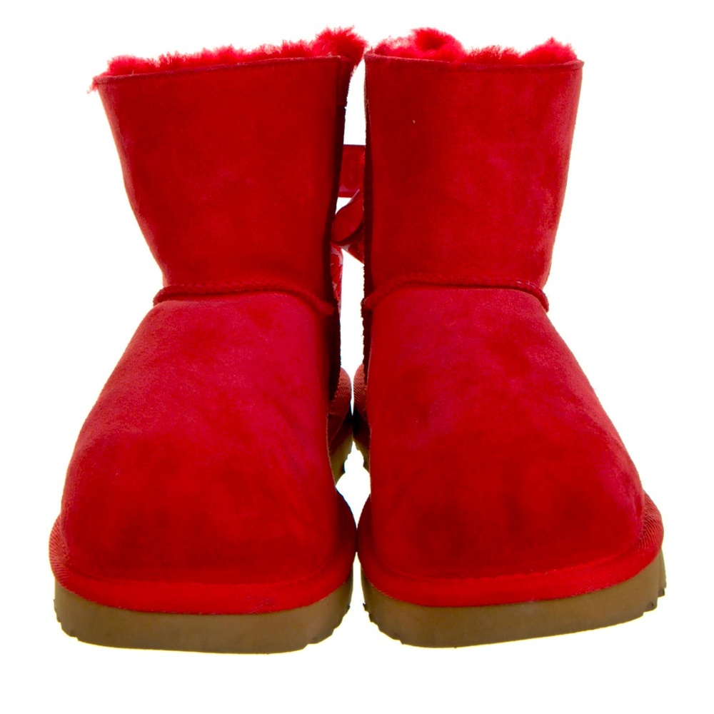 Beautiful Brand New Rich Red Suede Mini Bailey Bow UGG Ankle Bootie. Sz7